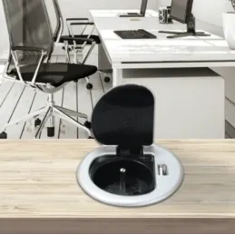 Interiérová zásuvka do stola COMPACT 1x230V + USB nabíjanie / Hliník