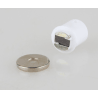Jednoduchý magnet s úchytnou silou 1,8 kg.
Montážny otvor na zapustenie je 9 mm.