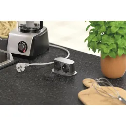 Výsuvná dvojitá elektrická zásuvka PICCOLINO SCHUKO 2x 230V / Nerez