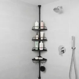 Rohová kúpeľňová polička REGALO SPA / Čierna