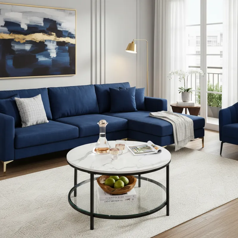 Konferenčný stolík REGALO MARBLE / Čierna matná