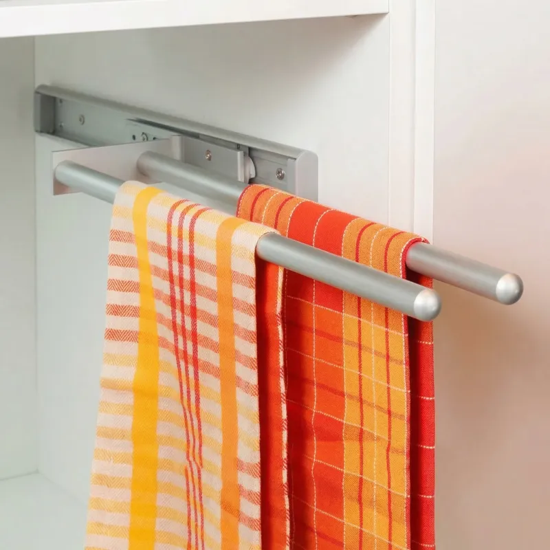 Výsuvný vešiak na utierky 2 ramenný ARNOLD 440 mm / Hliník