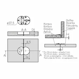 Set 2ks závesov na sklopné dvierka / Staromosadzná
