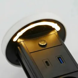 Výsuvná zásuvka LEGIA FRENCH 2x230V + USB A-C + svetlo  / Biela matná