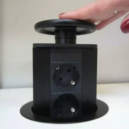 Výsuvná elektrická zásuvka BIGG 100 FRENCH 3x230V / Čierna