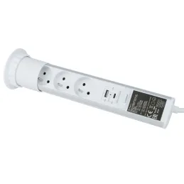 Výsuvná elektrická zásuvka ASTRA FRENCH 3x230V + 2x USB nabíjanie / Biela