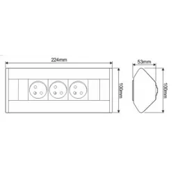 Interiérová zásuvková lišta CORNER FRENCH 3x 230V / Čierna - hliník