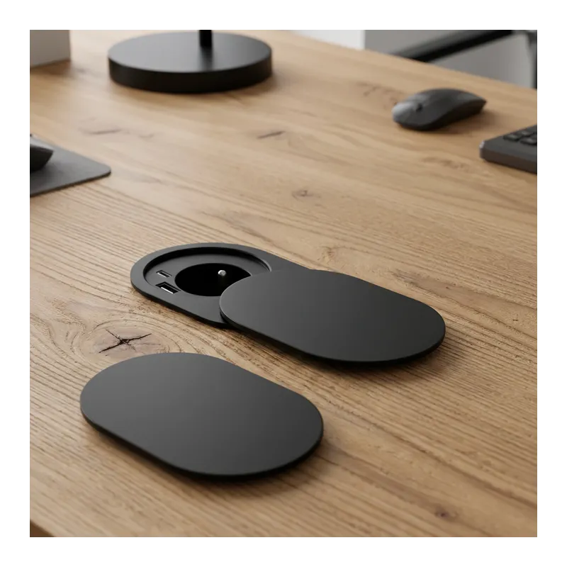 Elektrická zásuvka SLIDE 1x230V + 1xUSB C+A FRENCH / Čierna matná
