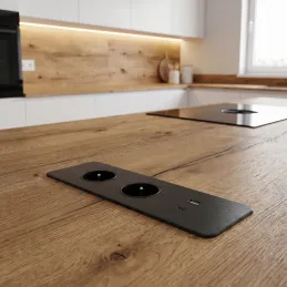 Elektrická zásuvková lišta EUROBOX 2x230V + 1xUSB C+A FRENCH / Čierna matná