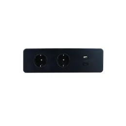 Elektrická zásuvková lišta EUROBOX 2x230V + 1xUSB C+A SCHUKO / Čierna matná