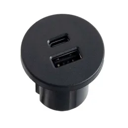 Interiérová 2 x USB A-C nabíjačka do stola 25mm PLUGY / Čierna matná