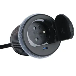 Interiérová zásuvka ALPHA BOX FRENCH 1x230V + USB C / Čierna matná