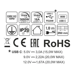 Interiérová zásuvka ALPHA BOX FRENCH 1x230V + USB C / Čierna matná