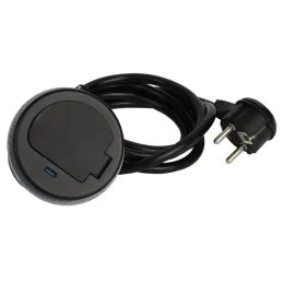 Interiérová zásuvka ALPHA BOX SCHUKO 1x230V + USB C / Čierna matná