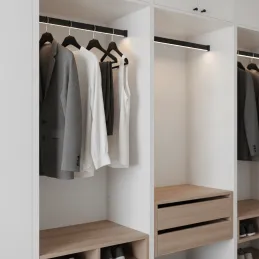 Vešiaková tyč SLIM na LED pásik s krytkou / Čierna