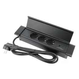 Interiérová zásuvková lišta SLIM BOX SCHUKO 3x 230V + USB / Čierna matná
