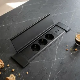Interiérová zásuvková lišta SLIM BOX SCHUKO 3x 230V + USB / Čierna matná