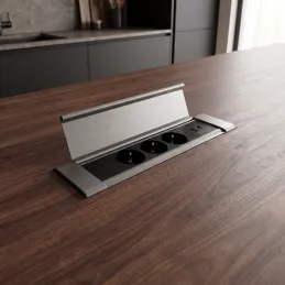Interiérová zásuvková lišta SLIM BOX SCHUKO 3x 230V + USB / Nerez
