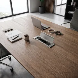 Interiérová zásuvková lišta SLIM BOX SCHUKO 3x 230V + USB / Nerez