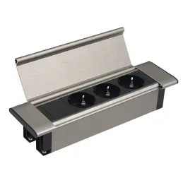 Interiérová zásuvková lišta SLIM BOX SCHUKO 3x 230V / Nerez