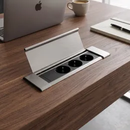 Interiérová zásuvková lišta SLIM BOX SCHUKO 3x 230V / Nerez