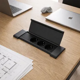 Interiérová zásuvková lišta SLIM BOX SCHUKO 3x 230V / Čierna matná
