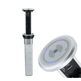 Automatická výsuvná elektrická zásuvka ASTRA SCHUKO 3x230V + 2xUSB A-C / Hliník