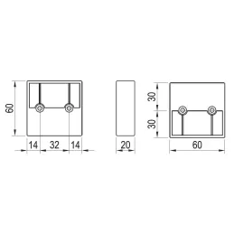Plastová nožička 25 mm 60x60 / Čierna matná