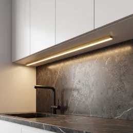Sada 1m profilu ZARIA na LED osvetlenie s mliečnou krytkou s krytkami a uchytením / Zlatá