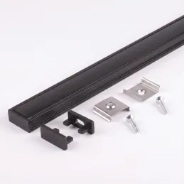 Sada 1m profilu ZARIA na LED osvetlenie s transparent krytkou s krytkami a uchytením / Čierna matná