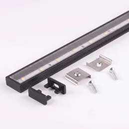Sada 1m profilu ZARIA na LED osvetlenie s transparent krytkou s krytkami a uchytením / Čierna matná