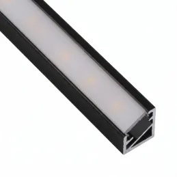 Rohová hliníková lišta ZARIA na LED osvetlenie s transparent krytkou / Čierna matná