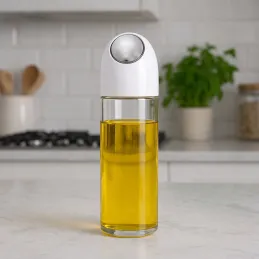 Sklenená fľaša na olivový olej alebo ocot s automatickým otváraním 510 ml / Biela