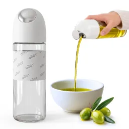 Sklenená fľaša na olivový olej alebo ocot s automatickým otváraním 510 ml / Biela