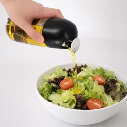 Sklenená fľaša na olivový olej alebo ocot s automatickým otváraním 510 ml / Čierna