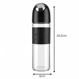 Sklenená fľaša na olivový olej alebo ocot s automatickým otváraním 510 ml / Čierna