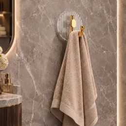 Nalepovací vešiak GLAMOUR  ROUND / Zlatá brúsená