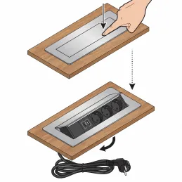 Výklopná zásuvka AMBIENTE SCHUKO 3x230V + USB A-C / Čierna matná