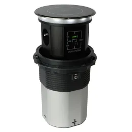 Automatická výsuvná zásuvka AMBIENTE SCHUKO 3x230V + USB A-C so svetlom a nabíjaním / Čierne sklo