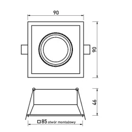 Dizajnové bodové svetlo s naklápaním ADAMO SQUARE / Čierna matná