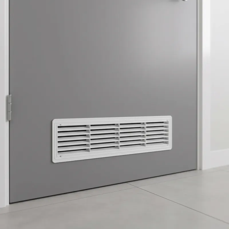 Obojstranná ventilačná mriežka do dverí 430 x 115 mm / Biela matná