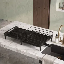 Rozkladací odkvapávač na riad WARD / Čierna matná