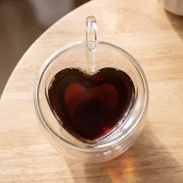 Termo pohár na kávu HEART 240 ml / Transparent