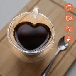 Termo pohár na kávu HEART 240 ml / Transparent