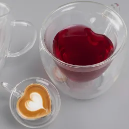Termo pohár na kávu HEART 240 ml / Transparent
