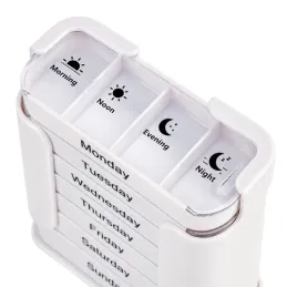 Exkluzívny organizér a dávkovač na lieky s rezačkou na tabletky MEDIS / Biela
