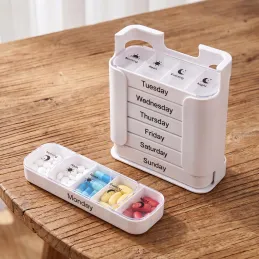 Exkluzívny organizér a dávkovač na lieky s rezačkou na tabletky MEDIS / Biela
