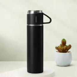 Dizajnová termoska s 3 pohármi 400 ml / Čierna matná