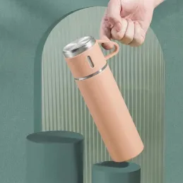 Dizajnová termoska s 3 pohármi 400 ml / Ružová