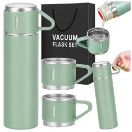 Dizajnová termoska s 3 pohármi 400 ml / Zelená